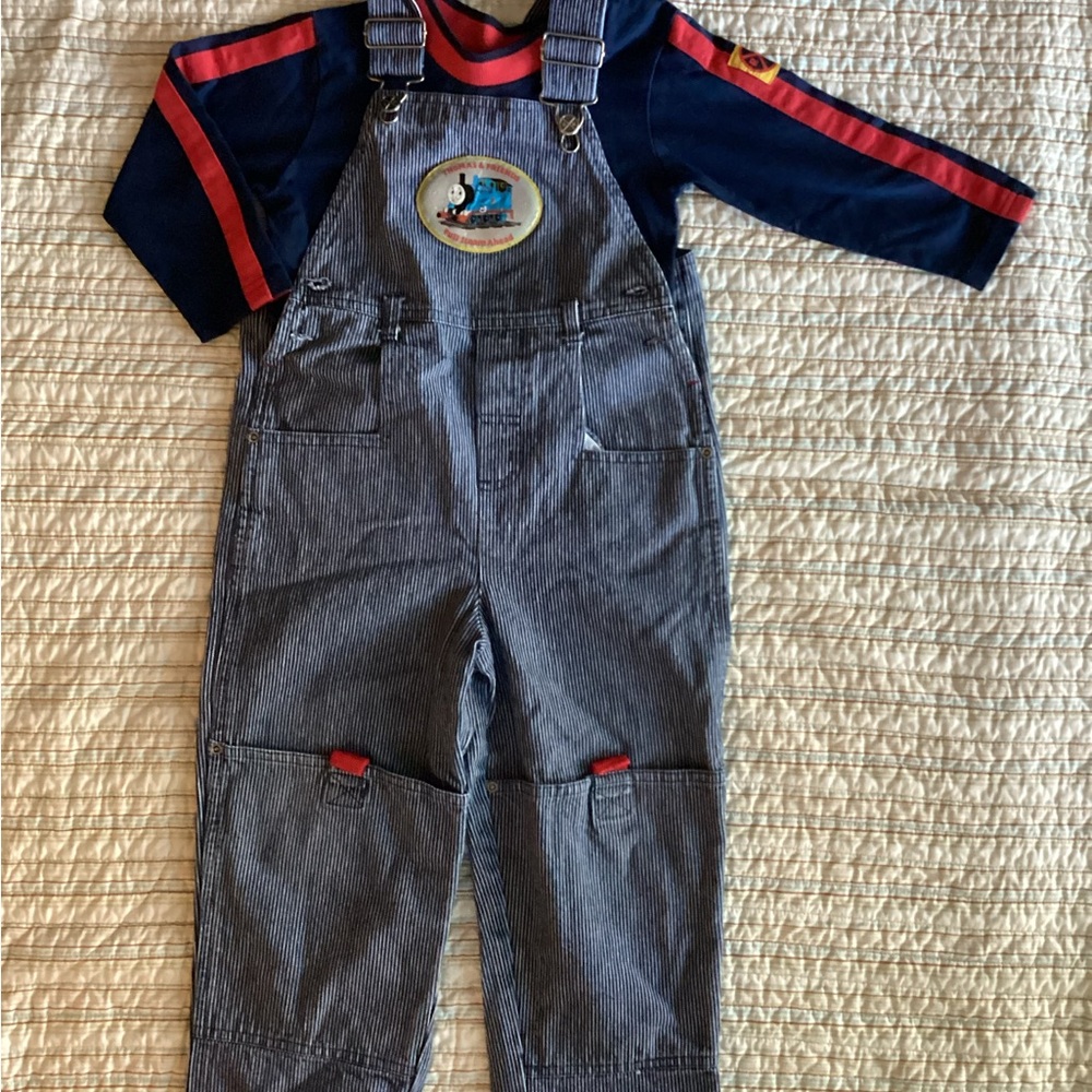 Vintage Thomas & Friends Striped Overalls and Shirt Set